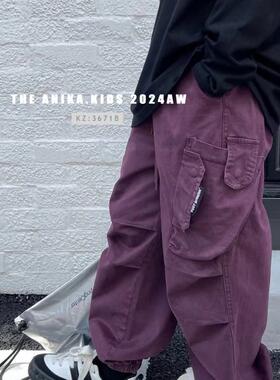 阿尼卡ANIKA韩国童装2024秋男女童工装长裤休闲裤工装裤运动街舞