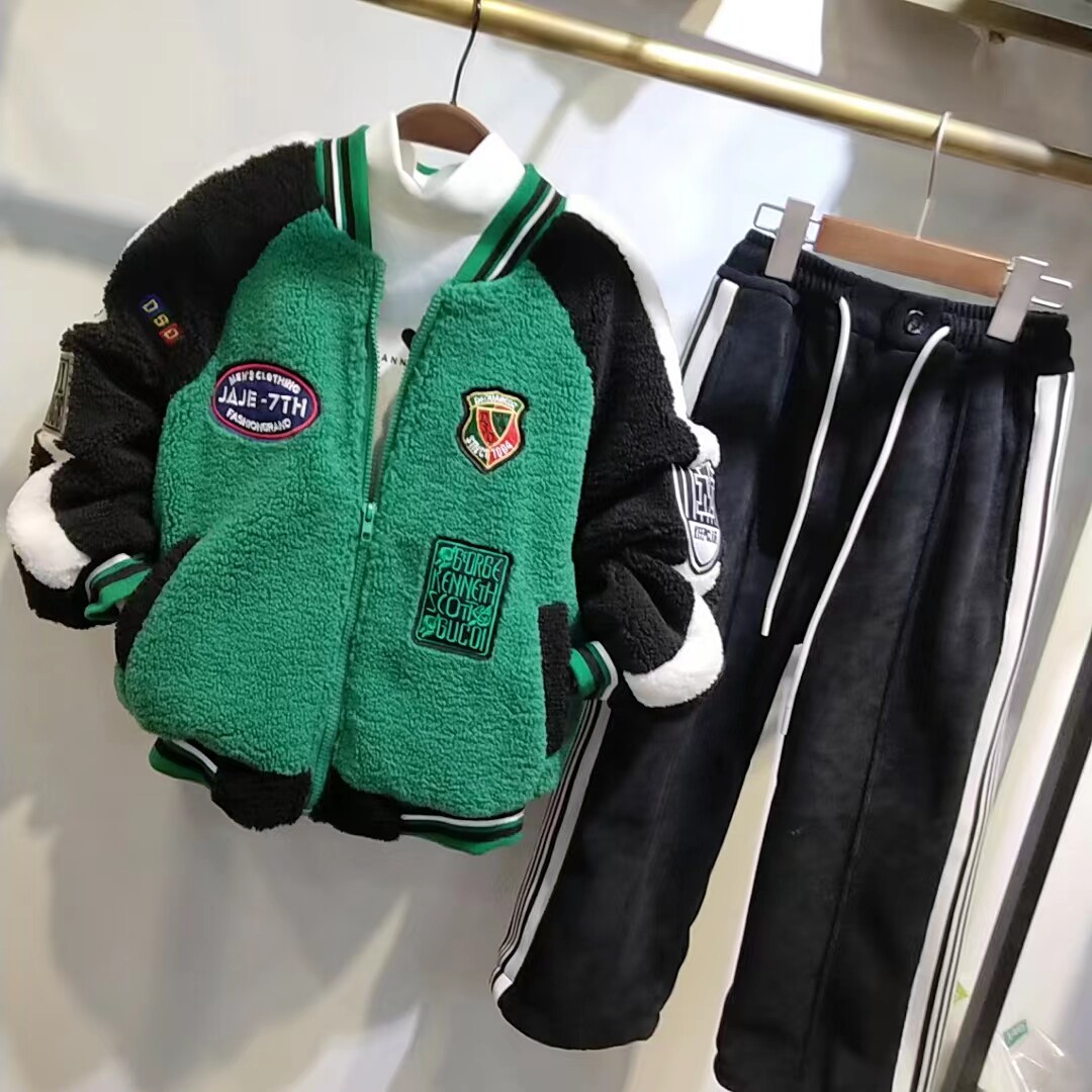 阿尼卡童装冬新洋气童装男女童洋气加厚毛毛棉衣外套棒球服夹克