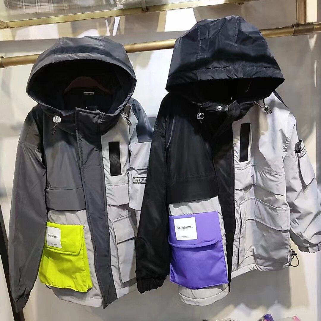 百仕博冬季新款童装大童青少年男童带帽时尚拼色休闲棉衣棉服外套