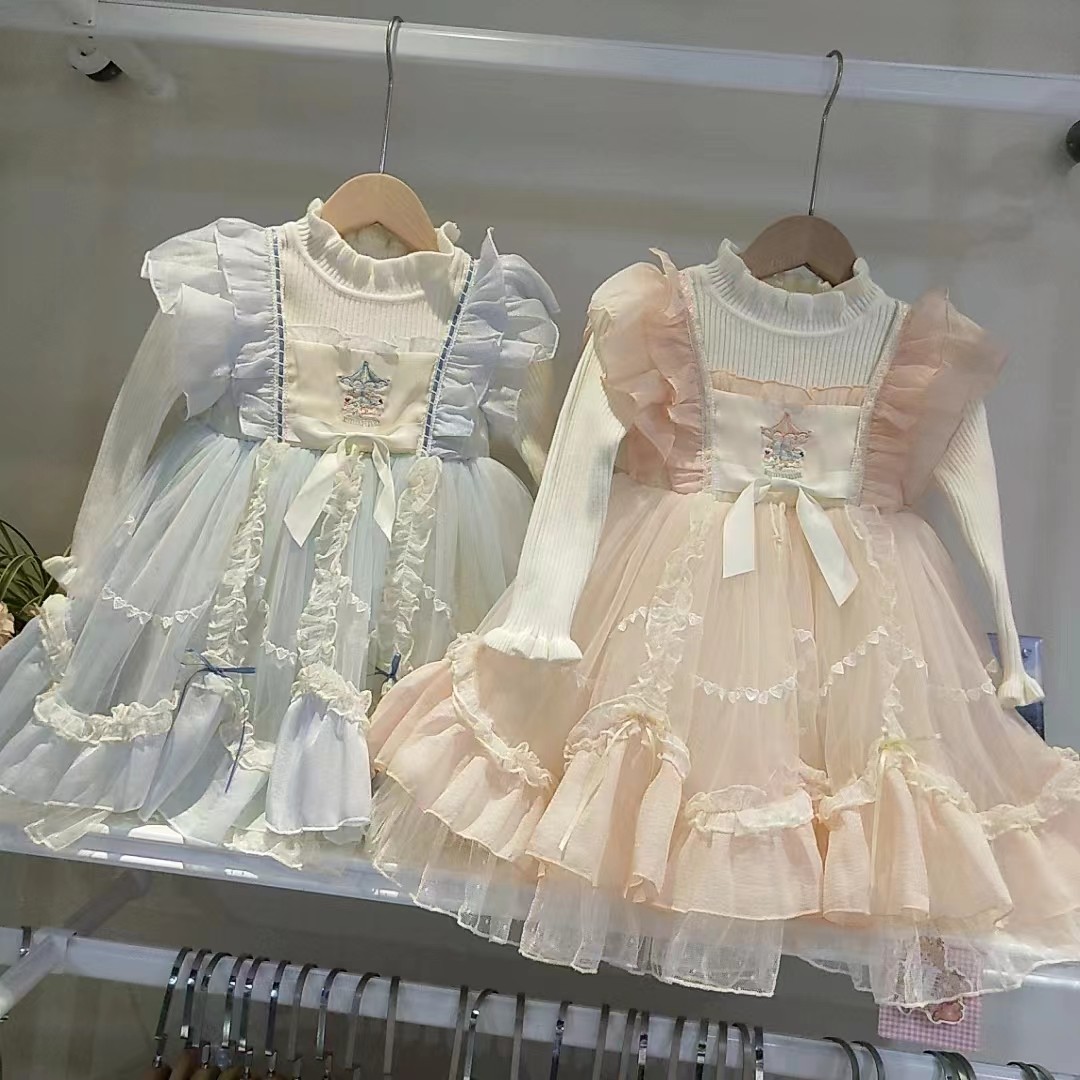 洛丽塔mooimori女童公主裙洋气走秀蓬蓬连衣裙宝宝周岁礼服女生日