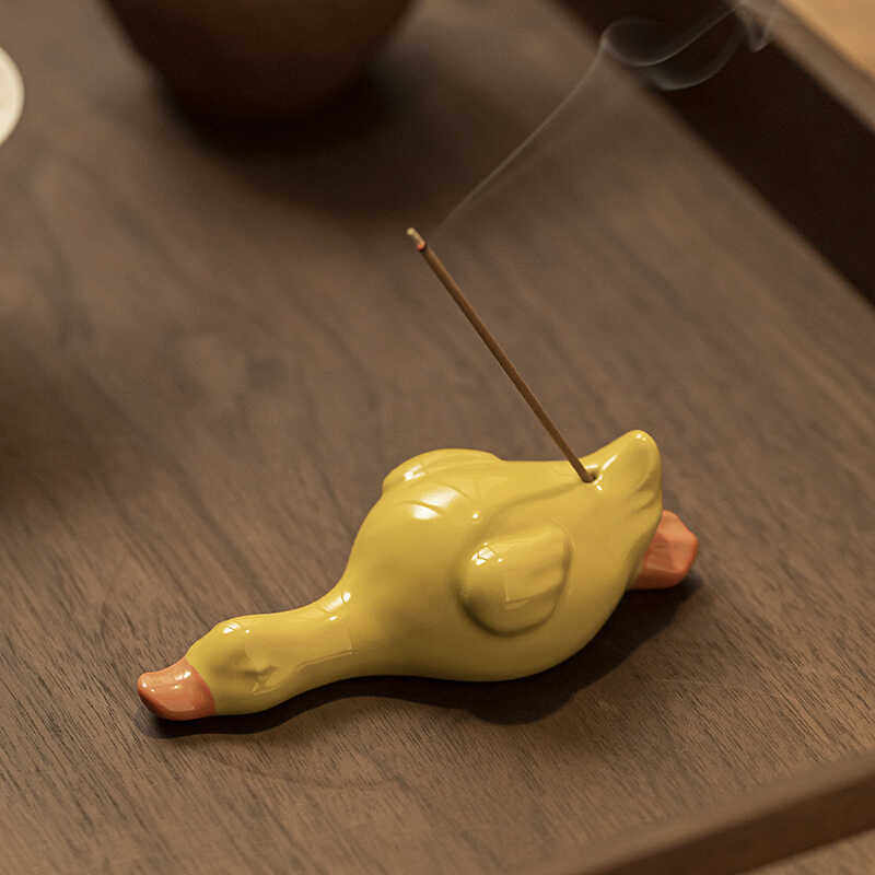 陶瓷躺平鸭子线香插茶宠居家摆件可爱呆萌小黄鸭香座香薰,家居饰品,香托/香盘/香座/香插,淘宝优惠券,粉丝福利购,淘宝优惠卷