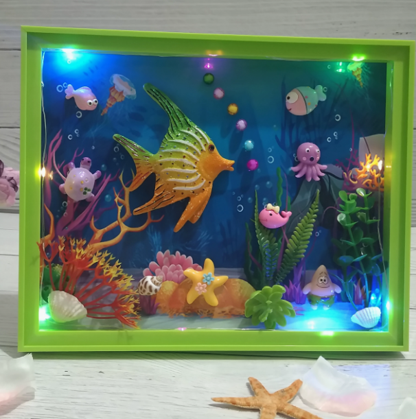 儿童海洋主题手工贝壳画diy相框粘贴画海底世界工艺品制作材料包