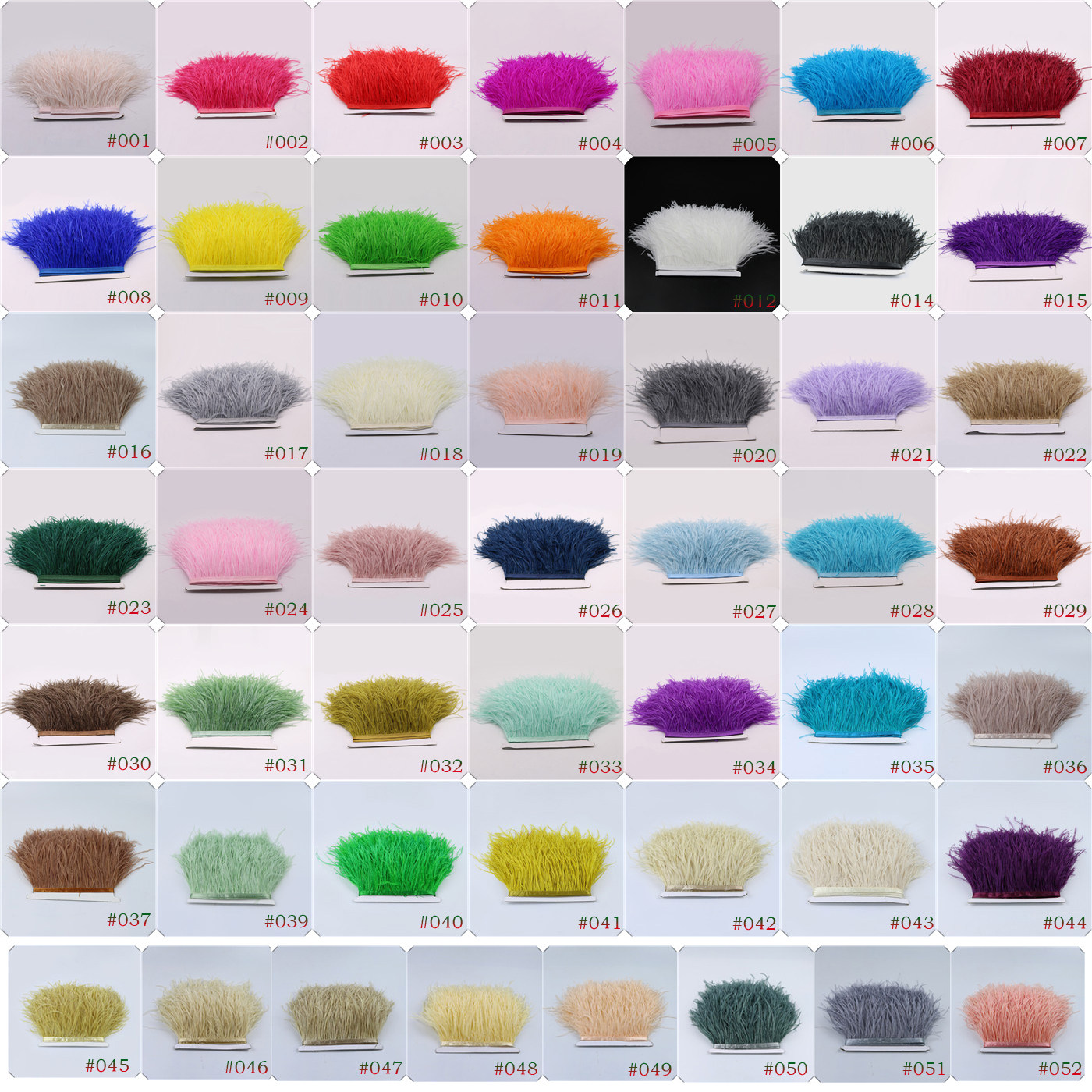 温册羽毛彩色鸵鸟毛布边diy服装裙边辅料饰品配饰50cm一件起