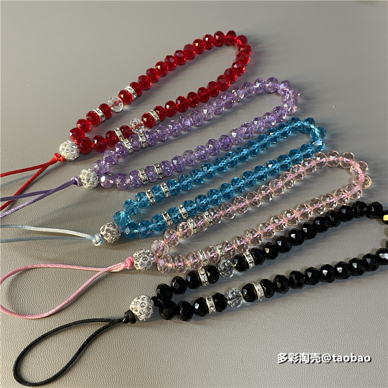 手机挂绳水晶链短款手腕