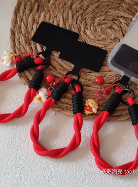 红色新款卡通手机挂绳玉桂狗手腕带编织户外旅游钥匙扣布丁狗吊绳