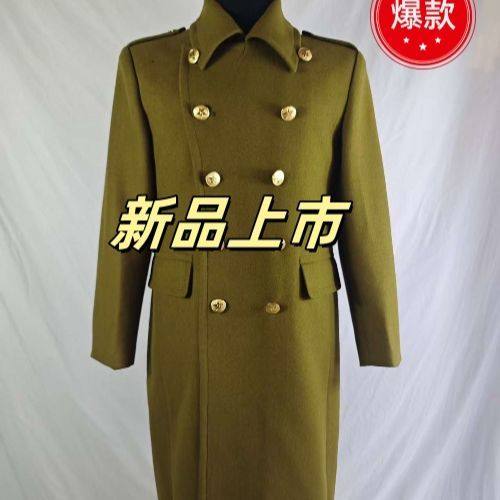 羊毛正品加绒双排扣呢子大衣军黄色长款翻领冬季男士保暖外套