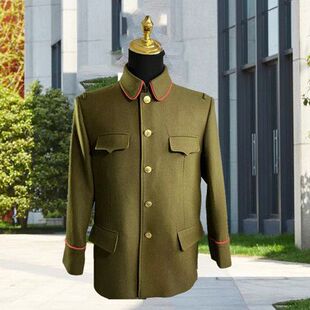 套装 老款 羊毛呢料爸爸爷爷装 老干部服装 黄色外套 民国55式