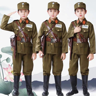 六一民国士兵儿童男女特务服装沙家浜刁德一国军军装舞台演出服装