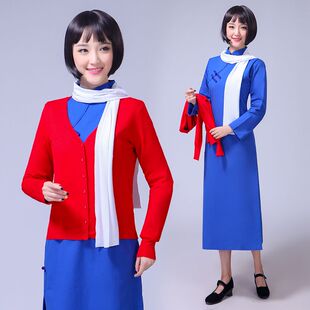 民国江姐演出服服装女表演绣红旗话剧红梅赞舞台表演服装成人棉质