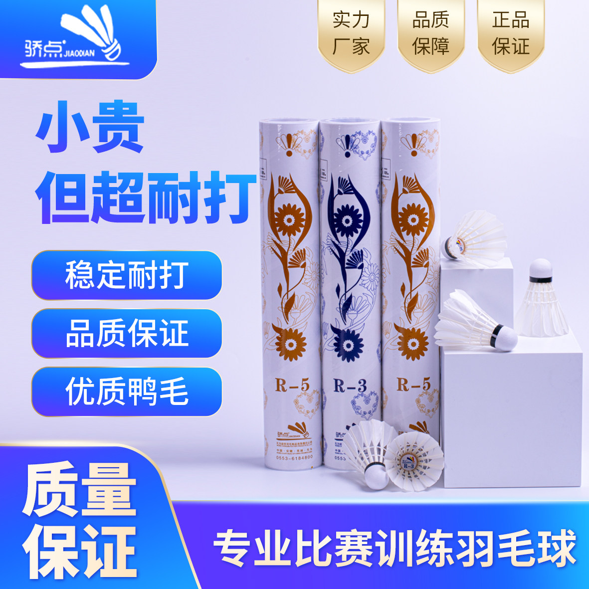 骄点羽毛球r3/r5焦点耐打飞行稳定鸭毛球专业比赛训练复合软木球