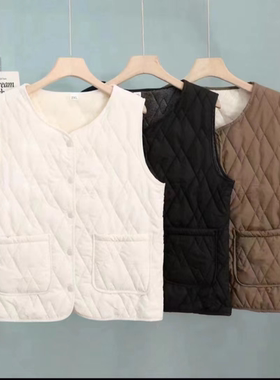 【小四粉丝专享】男女同款保暖马甲秋冬夹棉背心圆领大码6633