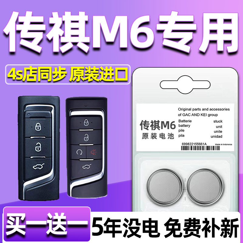 适用19-21款广汽传祺M6 PRO 270T DCT m6pro汽车钥匙遥控器电池子
