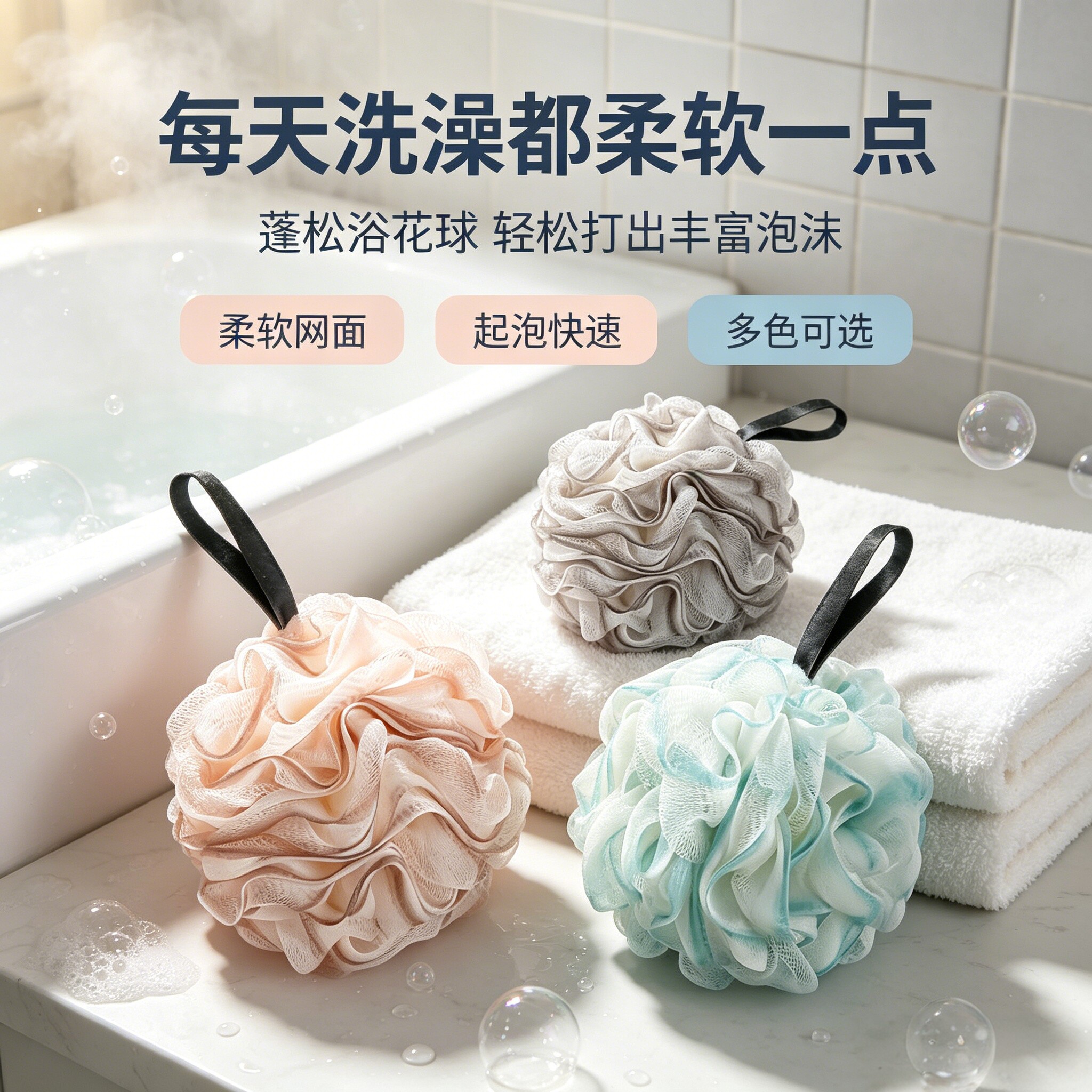 不散花沐浴球超柔软搓澡沐浴花球女男儿童通用洗澡搓背起泡洗浴球图片