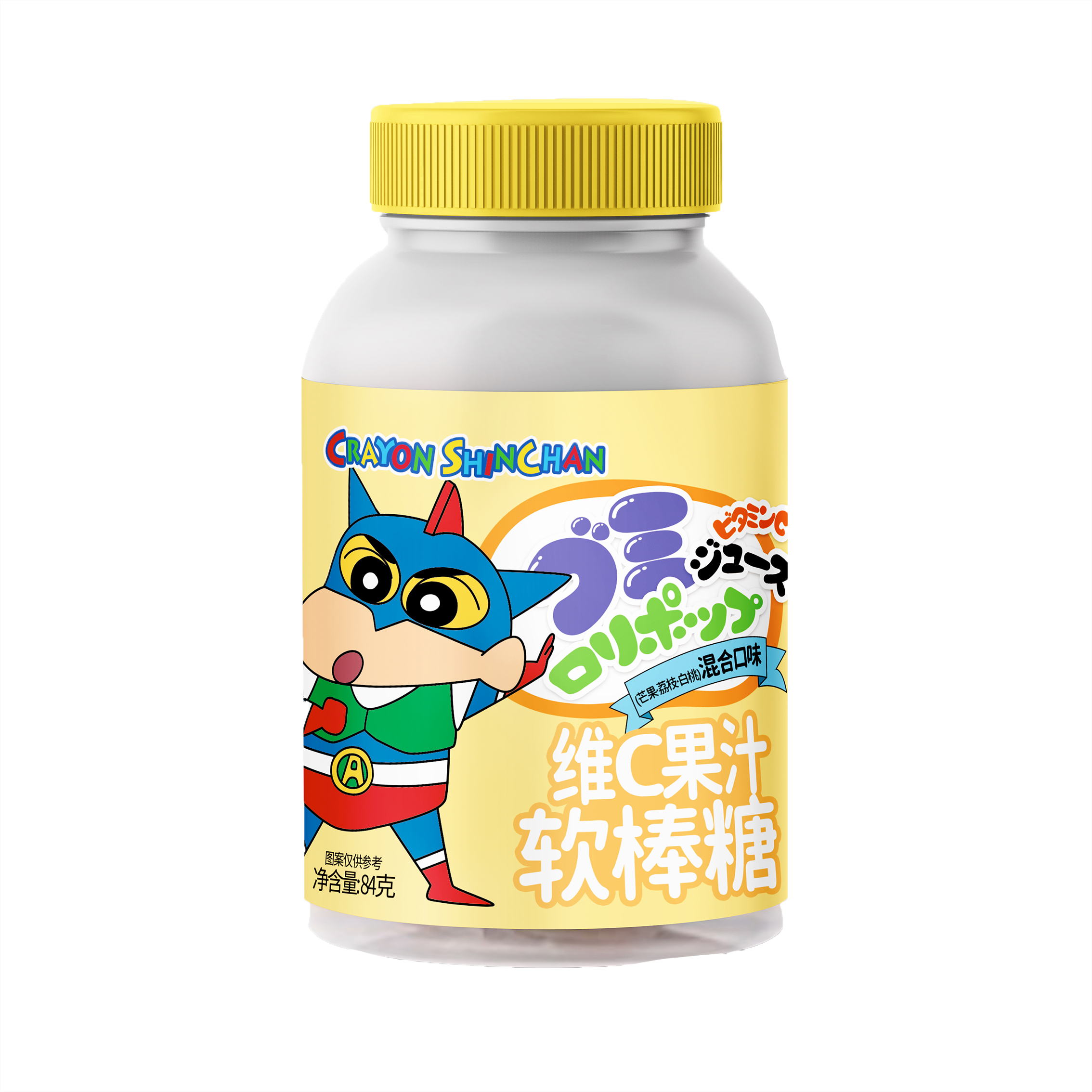 蹦乐乐蜡笔小新灌装软棒糖84克山楂鸡内金味蓝莓味维C味休闲零食