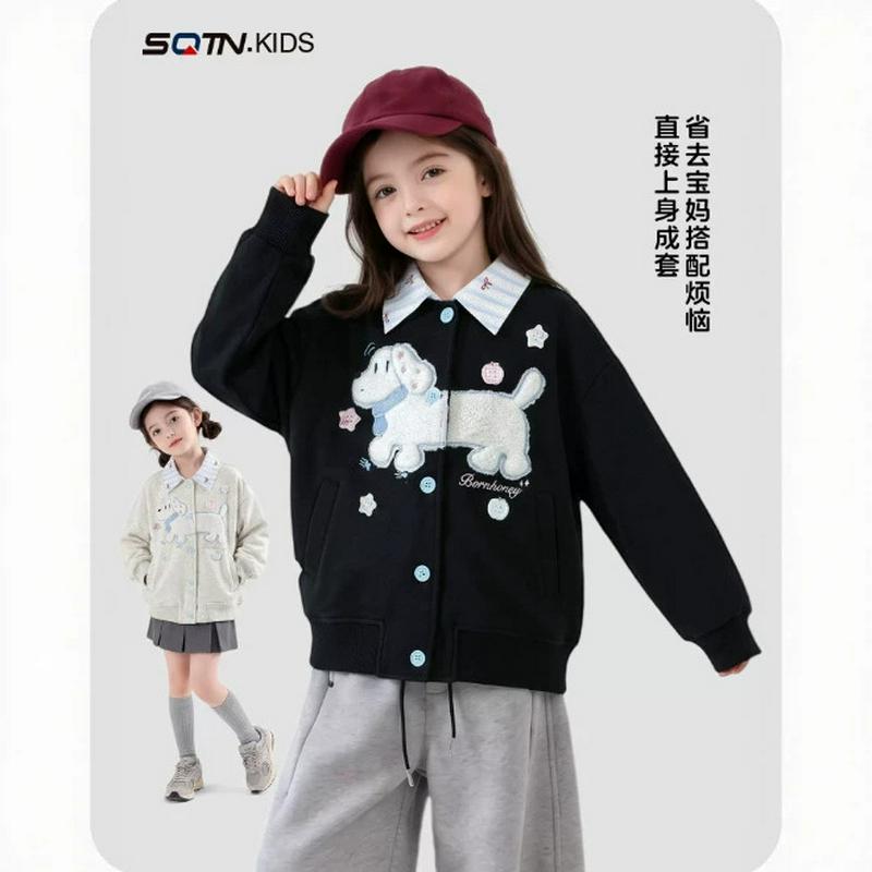秋季上衣女童花边polo童装新款童装卫衣批发女孩中大童新款翻领国