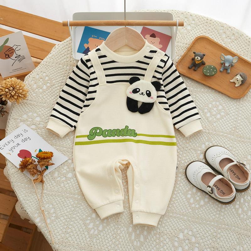 衣服熊猫衣服宝宝背带连体衣秋季童装婴儿国风婴儿衣服服装婴儿春