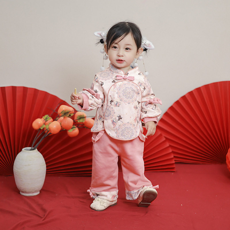 衣服儿童童装国风女孩宝宝套装童装春秋风汉服套装两件套衣服春季