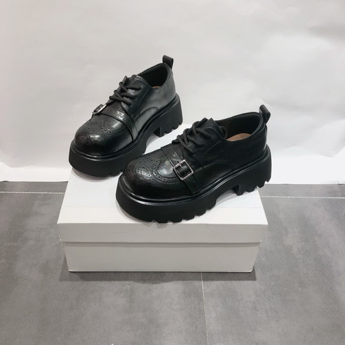 LFR真皮厚底增高小个子松糕鞋女乐福鞋2026春季新款JK小皮鞋单鞋