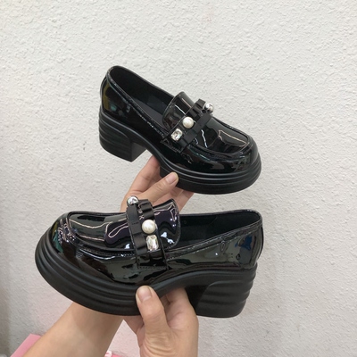 LFR厚底乐福鞋女2026春秋新款英伦小皮鞋一脚蹬百搭粗跟单鞋2601