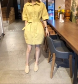 宽松遮肉显瘦衬衫 专柜撤回专柜夏款 韩版 裙子气质系带收腰连衣裙