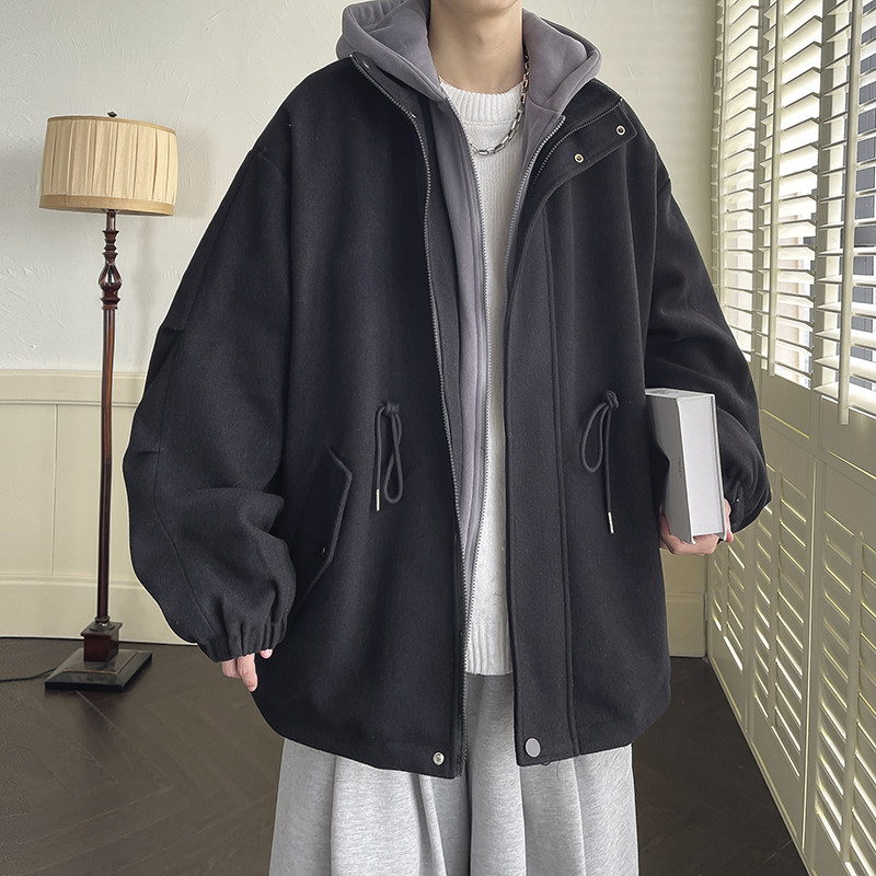 A410-WT4840*冬季潮流宽松衣外套假两件连帽服男P138限价168,男装棉衣,电商A410