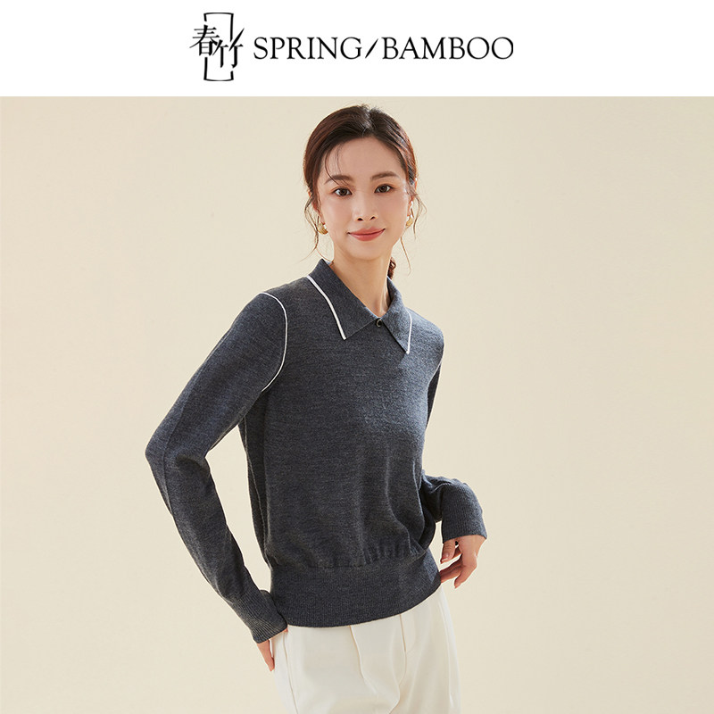春竹100%绵羊毛长袖针织毛衣内搭翻领女套衫上衣女,女装/女士精品,毛针织衫,淘宝优惠券,粉丝福利购,淘宝优惠卷