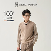 春竹2025秋冬新款 100%山羊绒百搭青年针织毛衣背心V领男羊绒衫