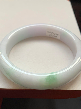 缅甸翡翠手镯A货61.7MM手镯浅紫飘绿花润泽玉手镯女款珠宝