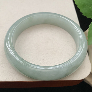 缅甸翡翠手镯A货61.4MM蓝水蓝绿色冰糯种水润玉手镯女款珠宝