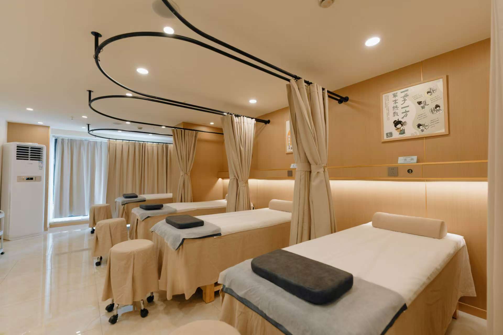 网红黑色U型窗帘杆美容院美容床理疗隔断布帘养生馆专用围帘支架
