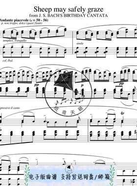 Sheep May Safely Graze 巴赫BWV208 钢琴谱 五线谱 送音频—乐谱