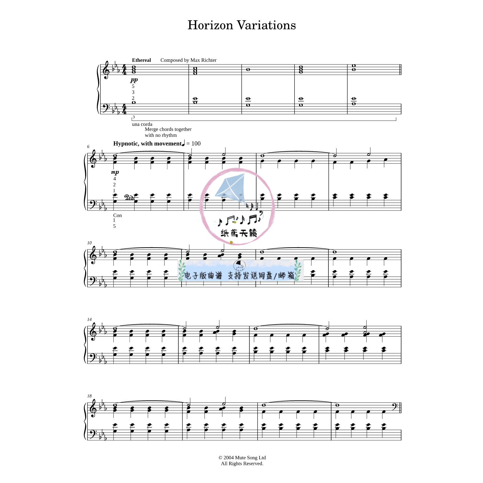 Horizon Variations By Max Richter 官方原版 钢琴独奏谱 五线谱