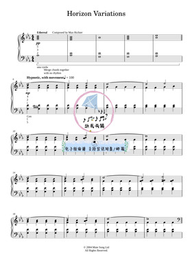 Horizon Variations By Max Richter 官方原版 钢琴独奏谱 五线谱