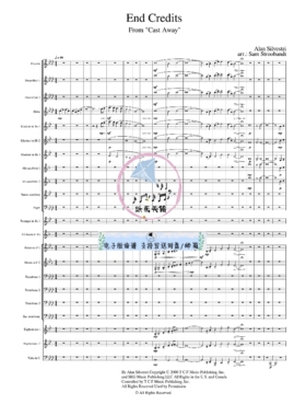 荒岛余生片尾曲 Cast Away End Credits 交响管乐 原版 总谱 分谱