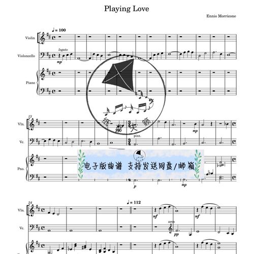 Playing Love 海上钢琴师 弦乐二重奏+钢琴 总谱 分谱 MP3
