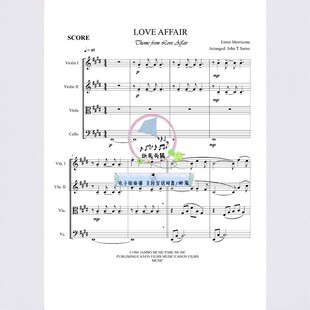 Love Affair 汉斯季默 原版正谱 弦乐四重奏 总谱 分谱