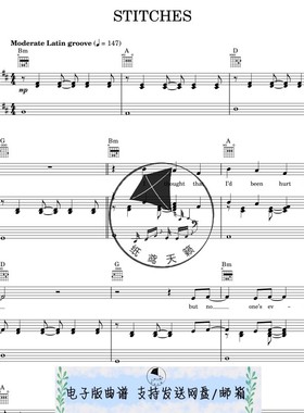 Stitches - Shawn Mendes 声乐谱 钢琴谱 五线谱 送音频