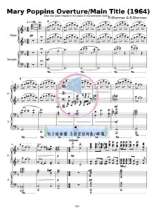 Mary Poppins Overture 欢乐满人间序曲 钢琴四手联弹 五线谱 MP3