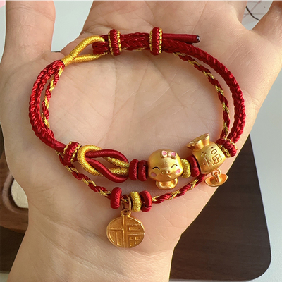 双层八股莫相离手绳可穿黄金饰品