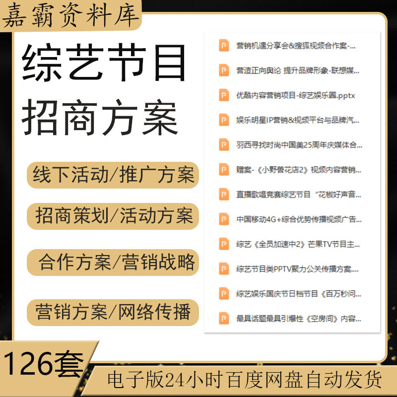 综艺节目招商策划活动营销推广跨界合作品牌设计制作方案PPT模板