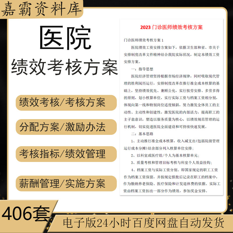医院绩效考核制度绩效管理体系薪酬设计方案绩效考核表模板范本