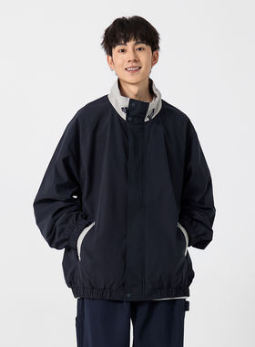 日系撞色拼接立领夹克男cityboy休闲工装宽松外套
