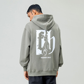 FOH 高街情侣宽松休闲上衣 美式 兔子印花兔年限定款 连帽卫衣男春季