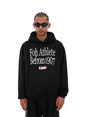 FOH 美式国潮字母印花连帽卫衣男秋季新款宽松情侣休闲帽衫上衣