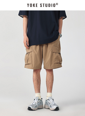 日系cityboy大口袋工装短裤男 户外宽松直筒五分裤