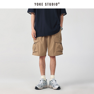 户外宽松直筒五分裤 男 短裤 日系cityboy大口袋工装