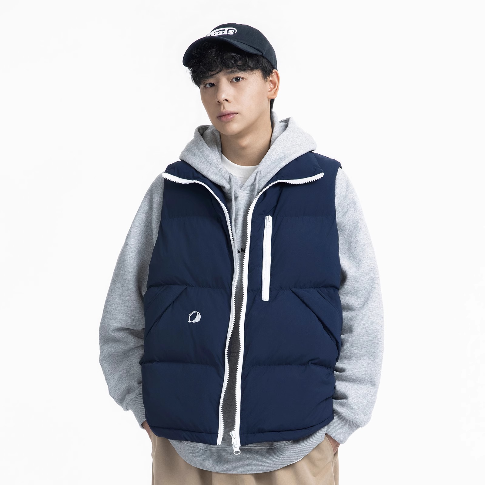 日系休闲立领加厚马甲背心男cityboy纯色保暖棉服冬