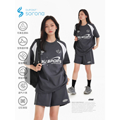 索罗娜Sorona凉感抑菌防晒圆领撞色短袖 女 T恤短裤 运动套装