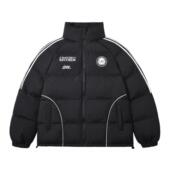 美式 复古三道杠加厚棉服男女情侣高弹绒立领保暖冬季 外套潮