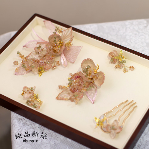 新中式龙凤褂新娘头饰发饰套装